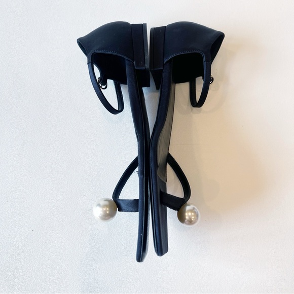 Toteme Pearl Embellished Black Satin Sandals 40 - Picture 7 of 12
